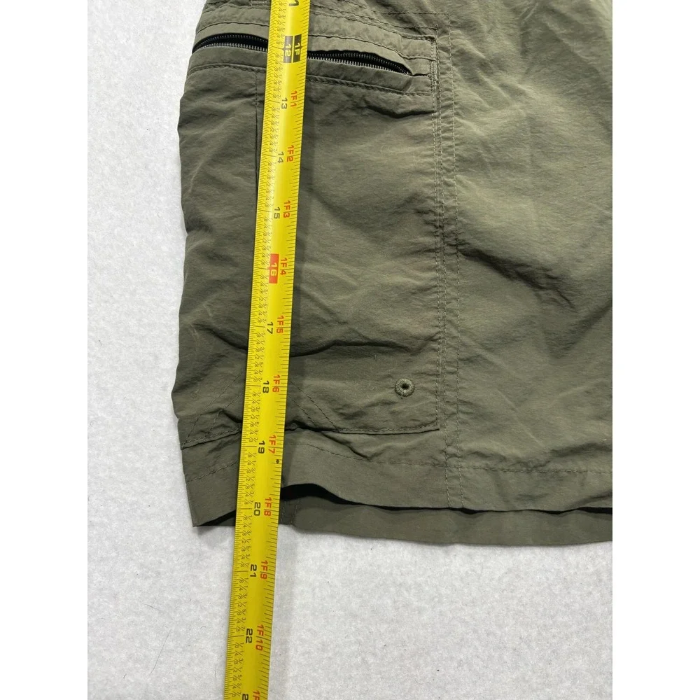 Columbia Mens Large Green Swim Shorts Cargo Pockets Mesh Lined Elastic Waist